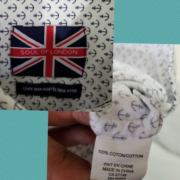 Soul of London Anchor Print Button Down Shirt - Picture 4 of 4